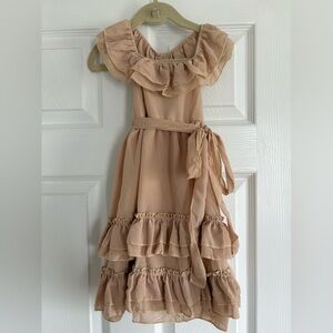 BAILEY’S BLOSSOM BABY GIRL RUFFLE MAXI DRESS - CHAMPAGNE - BRAND NEW WITH TAGS